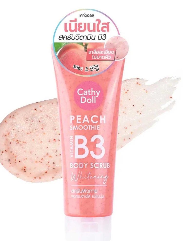 BeNice Collagen Body Serum, Pomelo & Poppy Fragrance, Firming & Glowing Skin, UV Protection, Lightweight FormulaTube, 170ml & Cathy Doll Peach Smoothie Vitamin B3 Body Scrub Whitening - 320g Bundle - Image 3